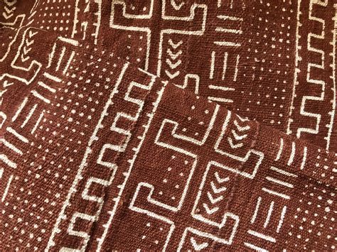Authentic African B G Lanfini Mudcloth Fabric Rust And Black Etsy In