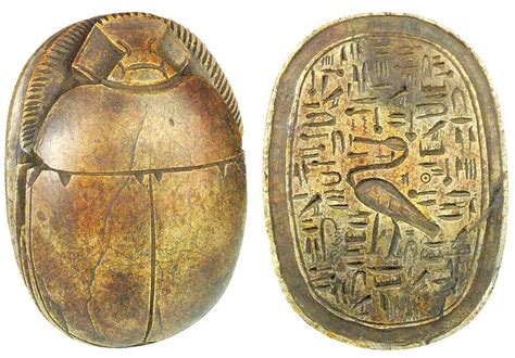 Ancient Egyptian Scarabs Carved Brown Limestone Heart Scarab Once Placed On The Throat Chest