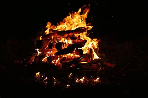 Fire The Flames Bonfire Burn Dark Night Wood Pikist