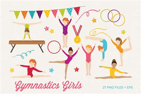 gymnastics girl clipart vector graphic by peachycottoncandy · creative fabrica