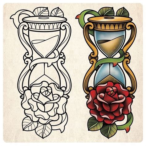 Hourglass Flash Traditional Tattoo Sketches Old School Tattoo Designs Traditional Tattoo Art