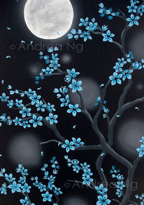 See more ideas about flower painting, painting, flower art. Blue Cherry Blossom Painting Surreal Art Gothic Painting ...
