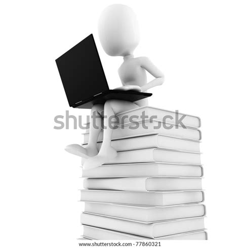 3d Man Sitting On Pile Books Stock Illustration 77860321 Shutterstock