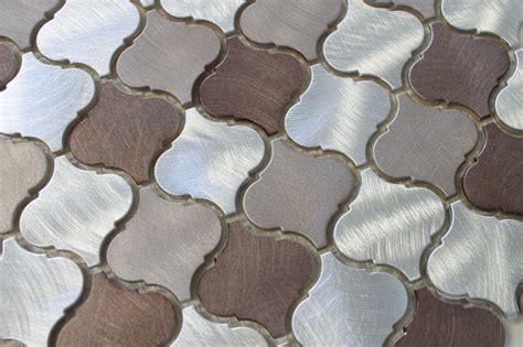 Casablanca Brushed Aluminum Arabesque Mosaic Tiles Rocky Point Tile