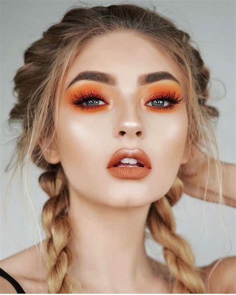 Orange Eyeshadow Looks Orange Eye Makeup Orange Lips Colorful Eye