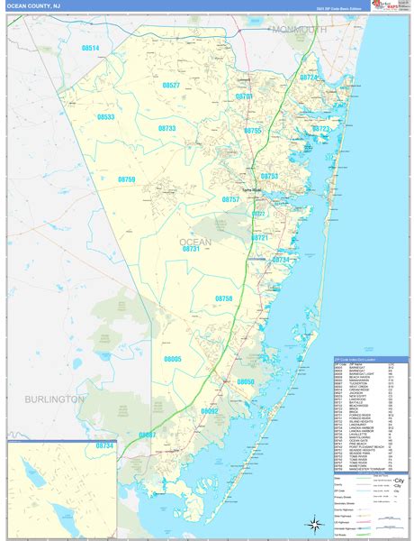 Wall Maps Of Ocean County New Jersey