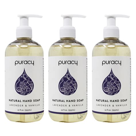 Puracy Natural Liquid Hand Soap Lavender And Vanilla 3 X 12oz