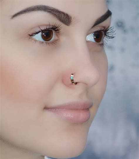 2mm Turquoise Nose Ring Gold Nose Hoop 20g Cartilage Etsy