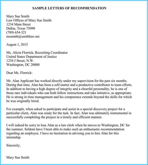 Recommendation Letter For Internship Cover Letter Sample For Job