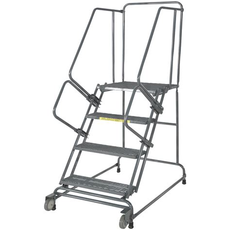 Ballymore Fstr626 Tilt And Roll 6 Step Gray Steel Rolling Safety Ladder