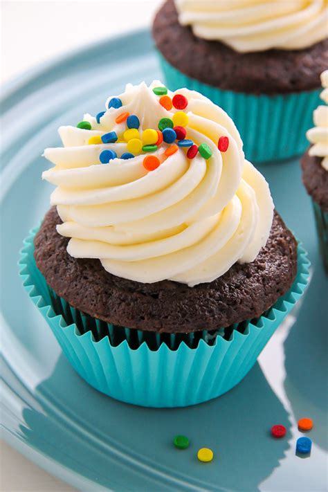 One Bowl Chocolate Cupcakes With Vanilla Buttercream Frosting Baker