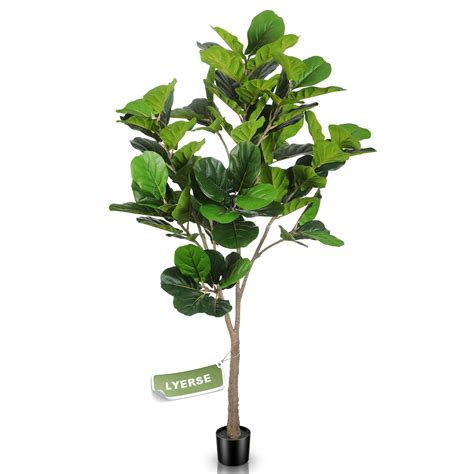 Lyerse 6ft Artificial Fiddle Leaf Fig Tree Large Faux Plants In Plastic