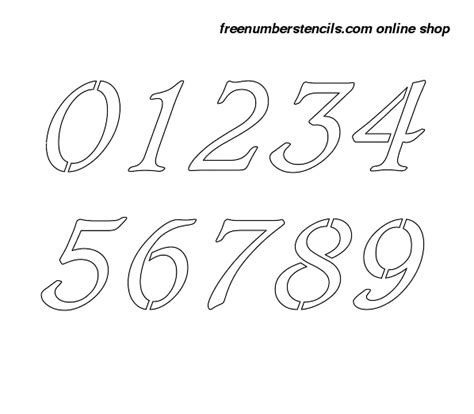 1 Inch Italic And Bold Italic Number Stencils 0 To 9
