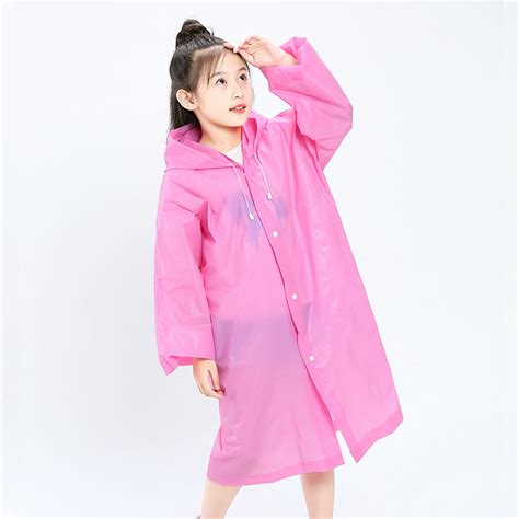 Childrens Raincoat Thickened Waterproof Girls Boy Rain Coat Kids Clear