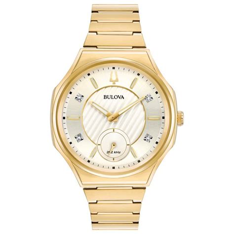 Bulova Bulova Womens Curv Gold Tone Diamond Watch