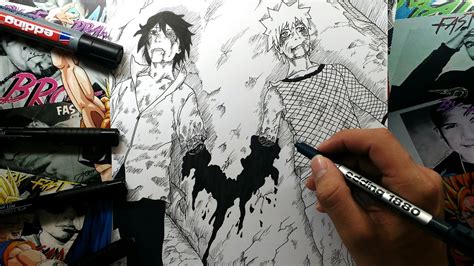 Dibujo De Naruto Vs Sasuke Batalla Final By Steven
