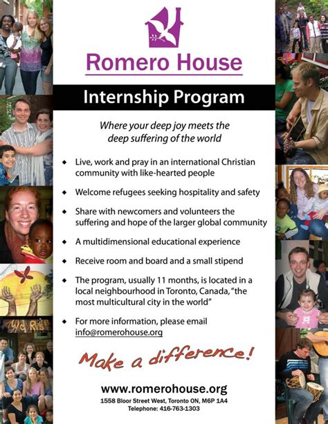 Open Call For Volunteers Internship Program At Romero House In Toronto