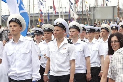 Sedov Sailing Ship Crew Parade Stock Editorial Photo