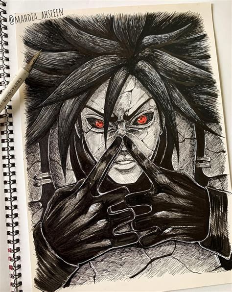 Madara Uchiha Fanart Done In Ink Naruto