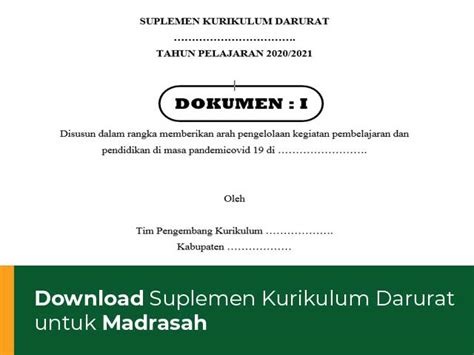 Pendidikan anak usia dini diarahkan dalam rangka menstimulasi, membimbing, mengasuh. Download Kurikulum Darurat Madrasah Format Word - Pos Madrasah