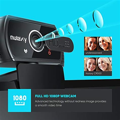 Nulaxy C900 Webcam With Microphone And Privacy Cover 1080p Hd Streaming