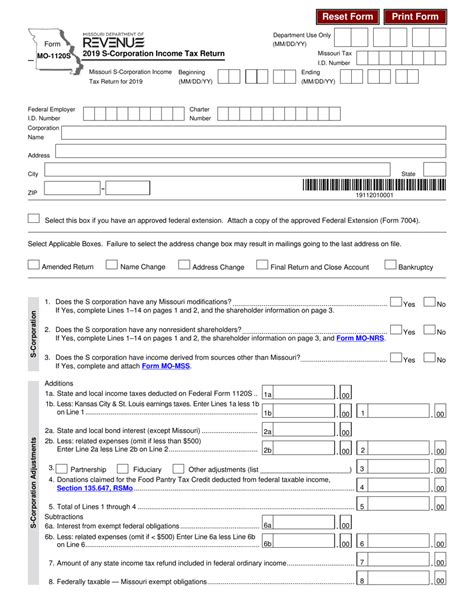 Form Mo 1120s Download Fillable Pdf Or Fill Online S Corporation Income