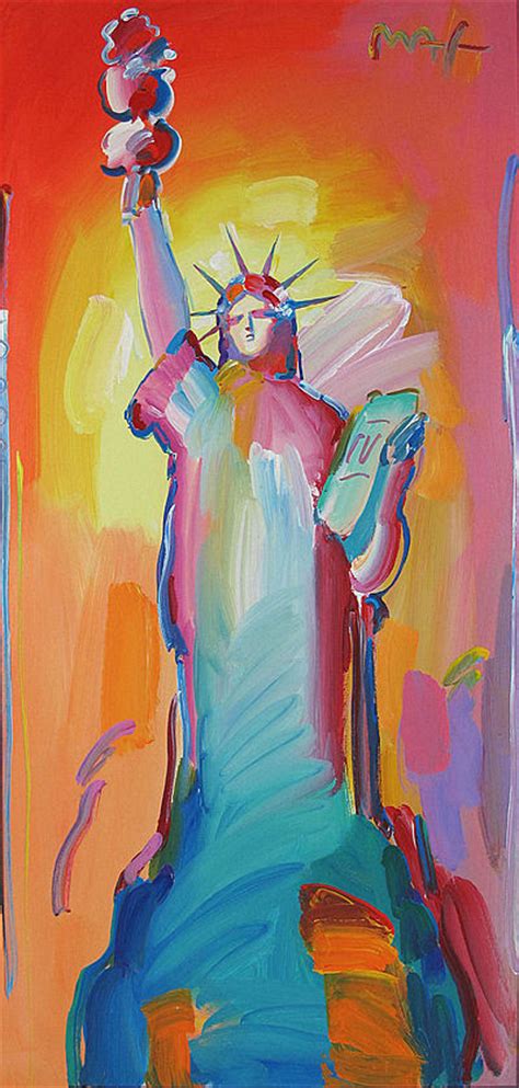 Peter Max Statue Of Liberty 4 Acrylic On Canvas Original