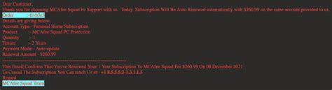 Mcafee Squad Pc Support Subscription Renewal Scam