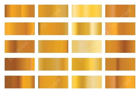 Shiny Metallic Gradients With Holographic Gold Texture Vector Set For