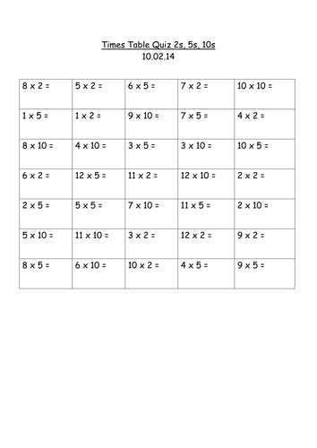 Times Tables Quizzes (x2, x5, x10 and x3, x4, x5) | Teaching Resources