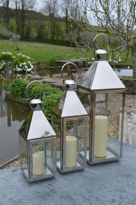 Tall Silver Candle Lantern By Za Za Homes Garden Candle Lanterns