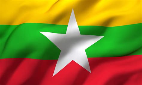Bendera Myanmar Bertiup Angin Foto Stok Unduh Gambar Sekarang