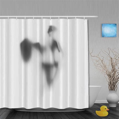 Halloween Bathroom Shower Curtains Funny Man Shadow Shower Curtain Waterproof Polyester Fabric