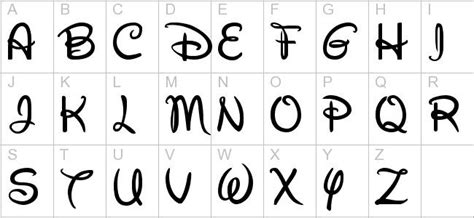Disney Font Uppercase Disney Characters Letters Alphabet Disney