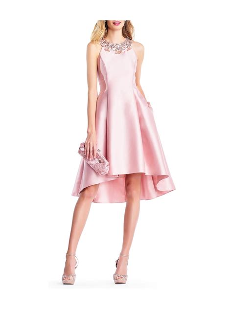 Adrianna Papell Womens Pink Sleeveless Knee Length Fit Flare Prom
