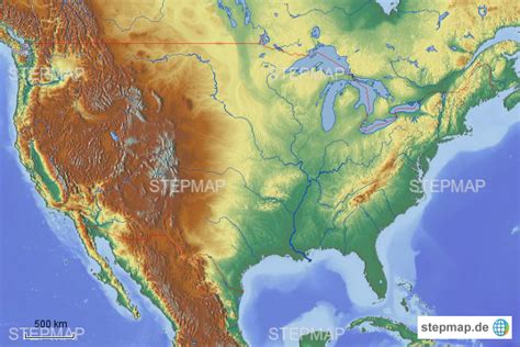 Stepmap Usa Physisch Landkarte Für Nordamerika