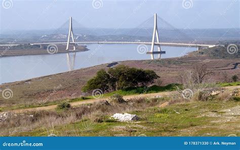 Ayamonte Bridge Over The Guadiana River Between Spain And Portugal