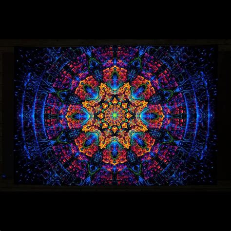 Psychedelic Uv Fractal Mandala Tapestry Quantum Particle Fractalika