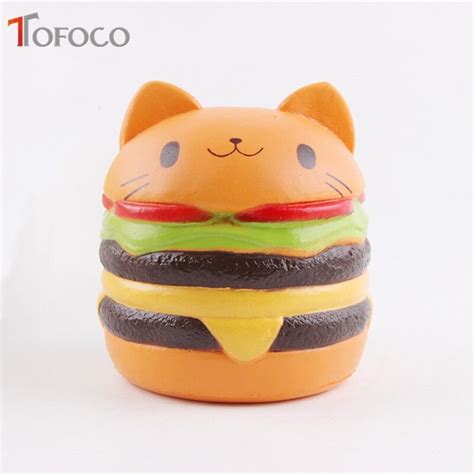 Tofoco Food Squishy Jumbo Cat Hamburgers Cream Scented Slow Rising