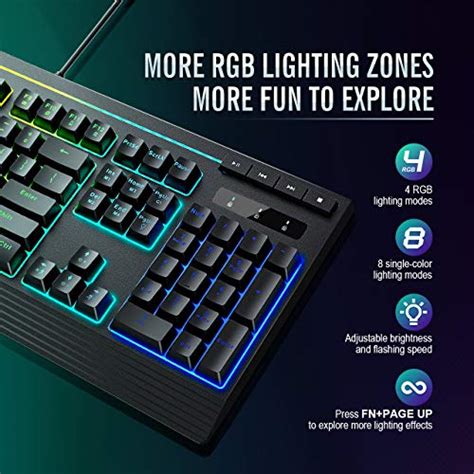 Pictek Rgb Gaming Keyboard 8 Individual Multimedia Keys Wired