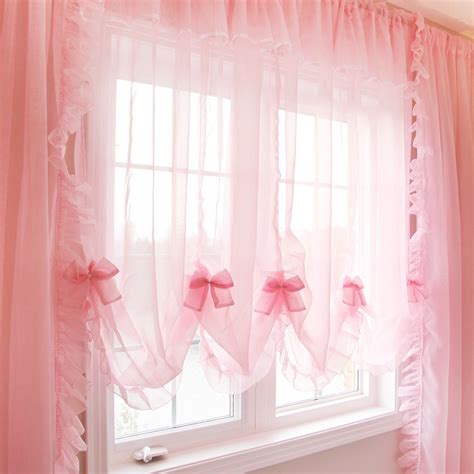 Balloon Shade Pink Bedroom Decor Pink Sheer Curtains Pink Curtains