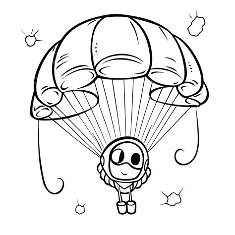 Kids Parachute Parachute Coloring Pages Outline Sketch Drawing Vector