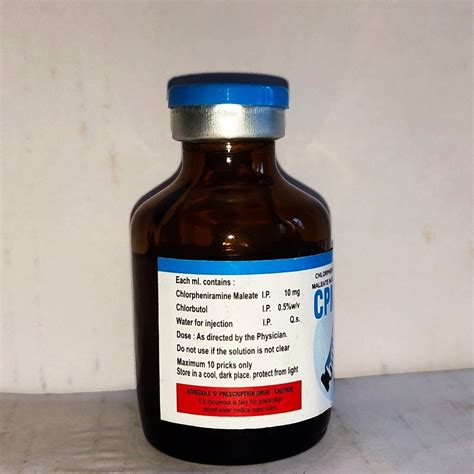 Syrup Chlorpheniramine Maleate Injection Ip Packaging Size 30ml Dose