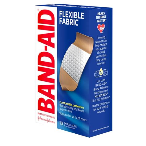 Extra Large Flexible Fabric Bandages 10 Ct Band Aid® Brand Adhesive Bandages