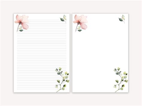 Floral Printable Letter Paper Line Sheet Floral Printable Letter