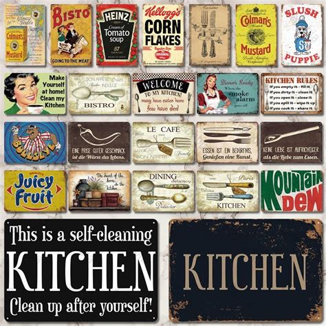 Kitchen Metal Sign Plaque Metal Vintage Tin Sign Retro Kitchen Signs