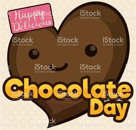 Poster With Cute Smiling Chocolate Heart With A Greeting Message To