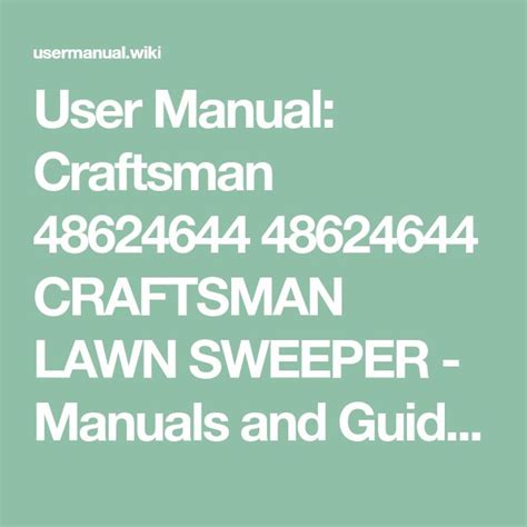 User Manual Craftsman Craftsman Lawn Sweeper