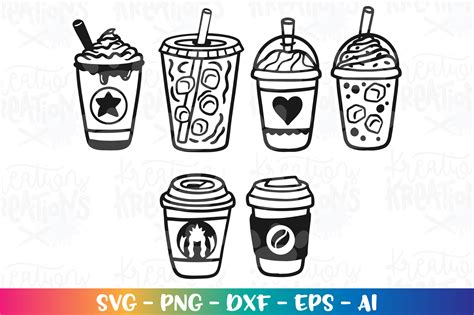 Iced Coffee Clipart Svg Cute Summer Iced Mocha Latte Tea Print Etsy