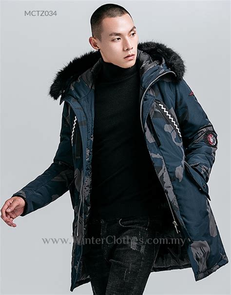 Men Fashion Winter Coat Mid Length Winter Jacket Black